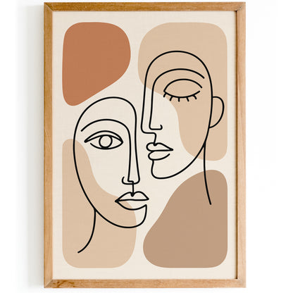 Line Art Couple Print – Minimal Wall Decor