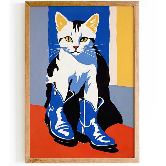 Pop-Art Cat with Boots Wall Print