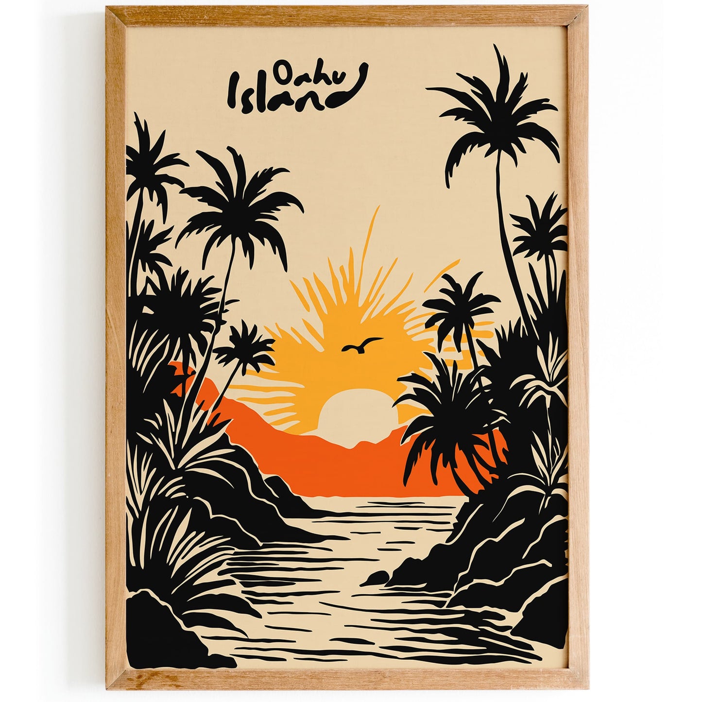 Oahu Hawaii Poster - Tropical Island Honeymoon Travel Art