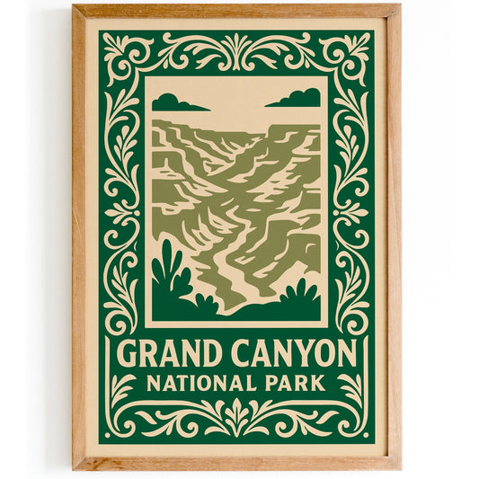 Grand Canyon National Park Green Travel Poster