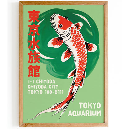 Tokyo Aquarium Retro Koi Fish Poster