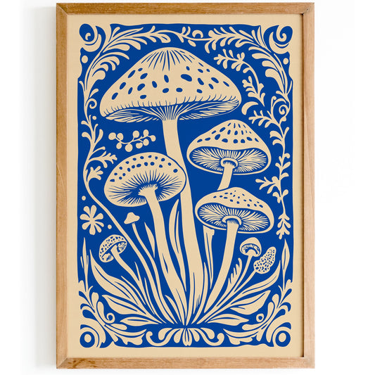 Blue Mushroom Poster