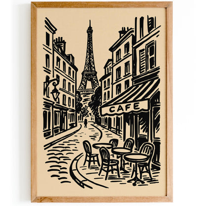 Paris Cafe Cityscape Travel Art Poster
