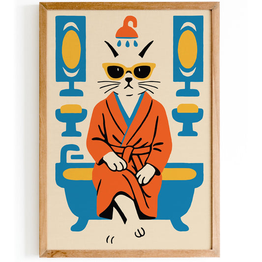 Cool Cat Bath Poster