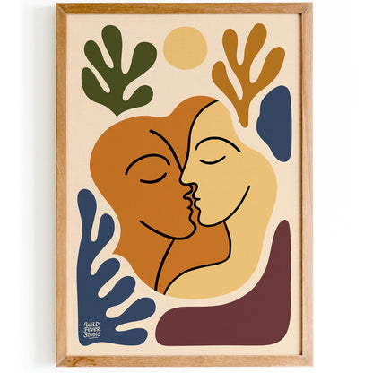 The Kiss - Modern Abstract Couple Wall Art Print