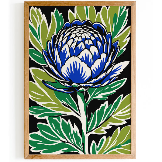 Blue & Green Artichoke Vege Poster