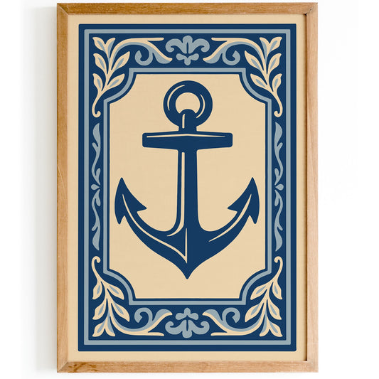 Anchor Art Print - Nautical Rococo Style Poster
