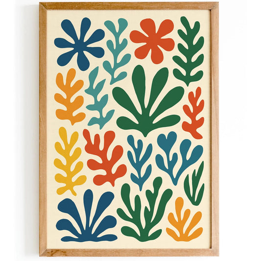 Retro Cut Outs Colorful Leaves Print