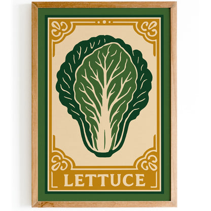 Lettuce Veggie Poster - Rococo Style Kitchen Art Print