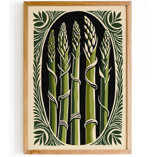 Asparagus Rococo Style Kitchen Wall Art Poster
