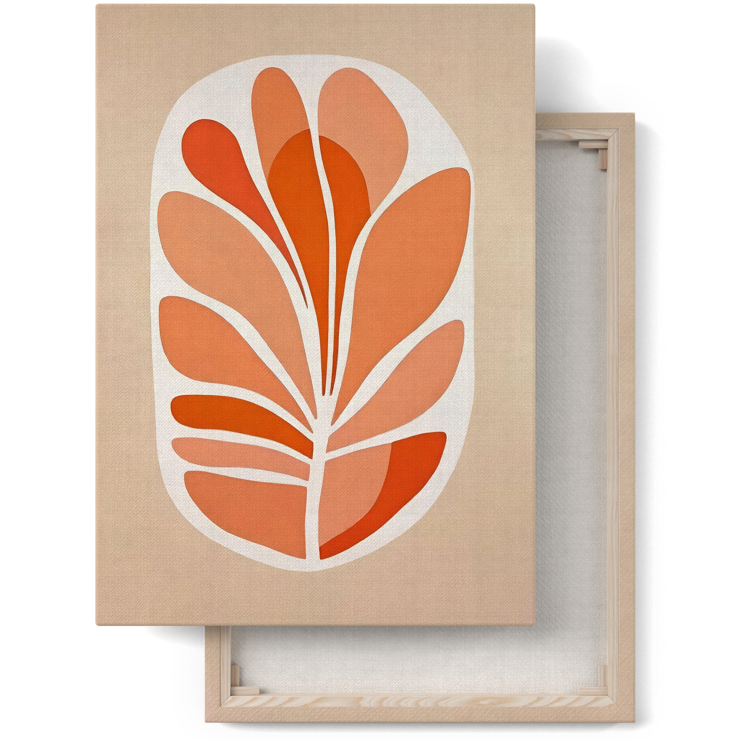 Modern Abstract Orange Leaf Canvas