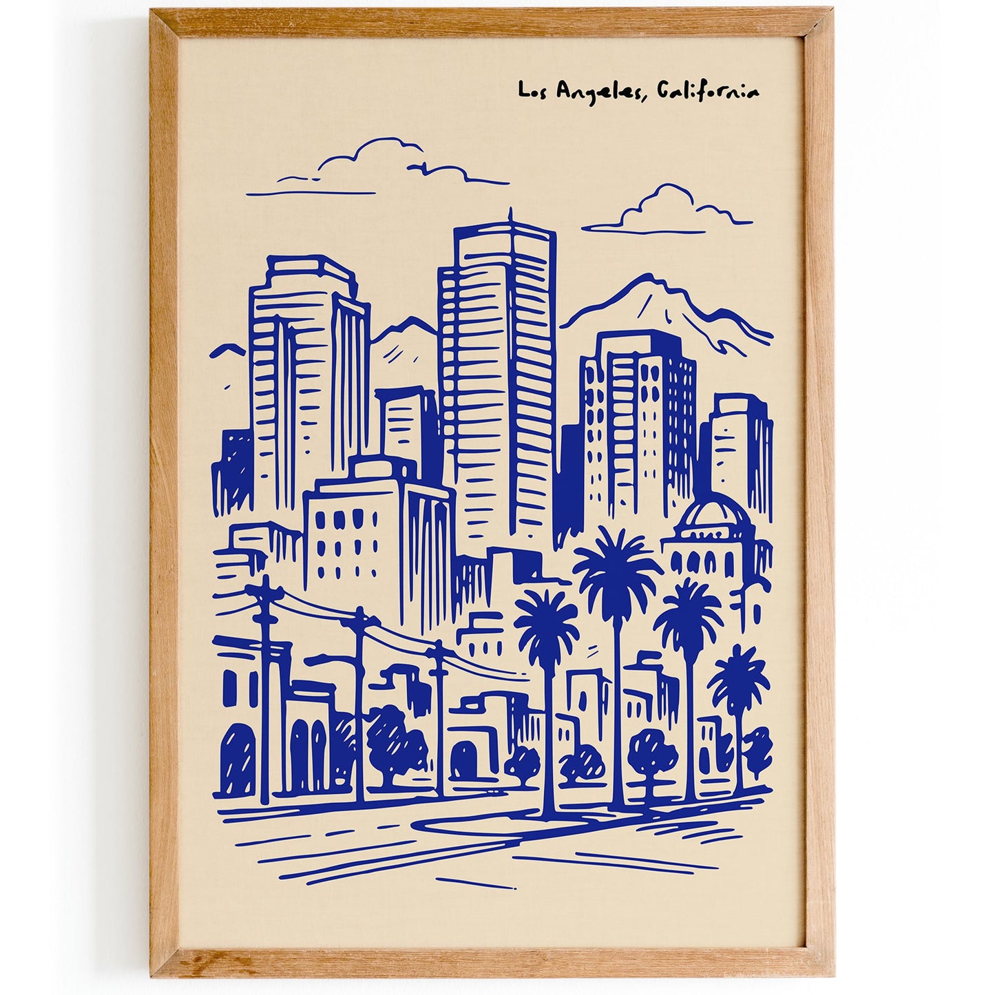 Los Angeles California Poster - Blue Cityscape Wall Art Print