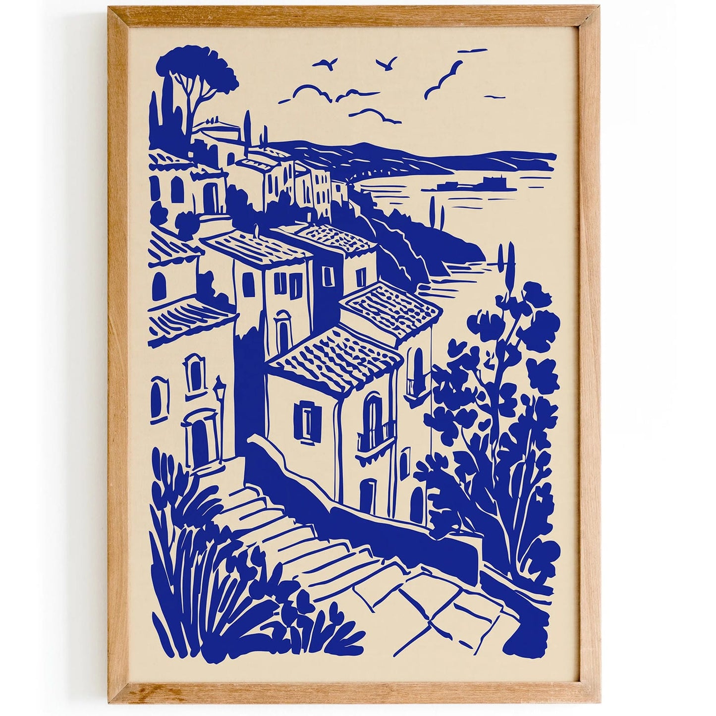 Positano Cityscape Blue Poster