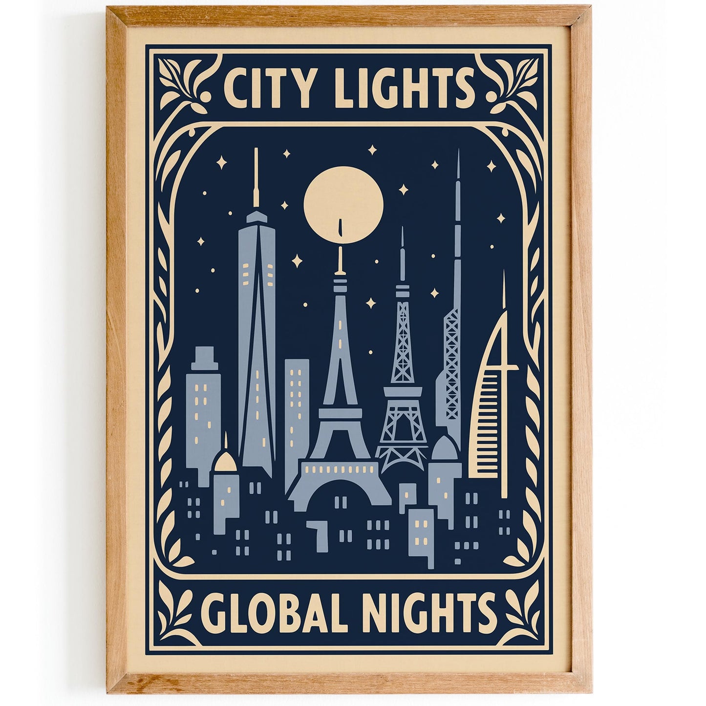 City Lights Global Nights Poster - Travel Wall Art