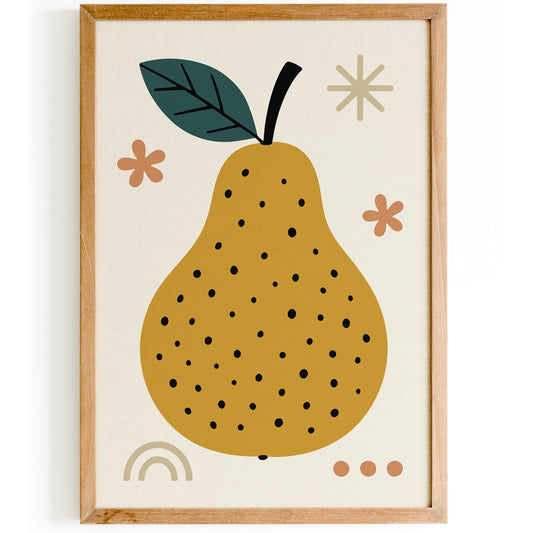 Scandinavian Pear - Minimalist Fruit Wall Art Print