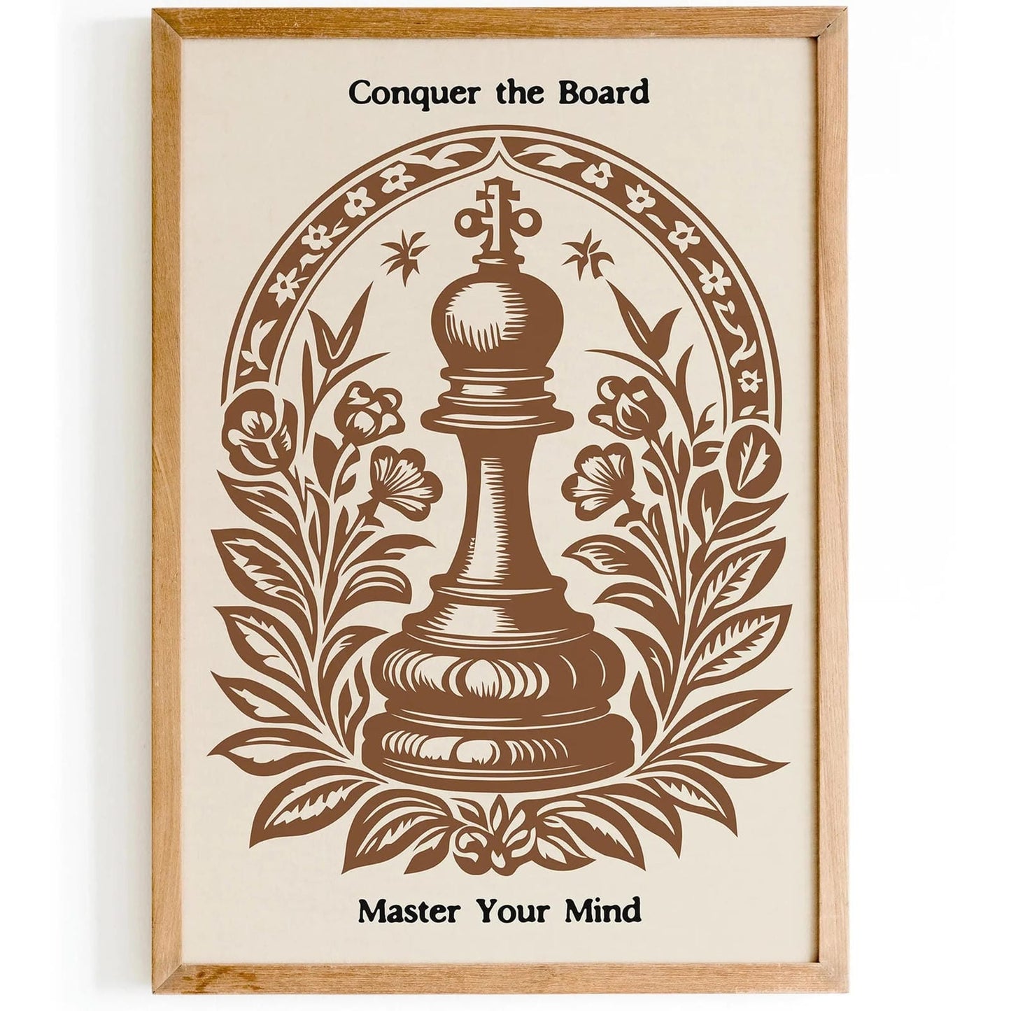 Brown Motivational Chess Wall Art – Master Your Mind