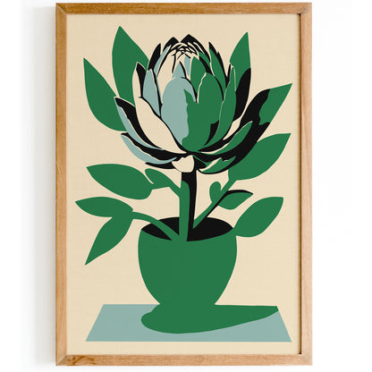 Green Artichoke Flower Art Print