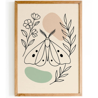 Line Art Moth Poster - Minimalist Design