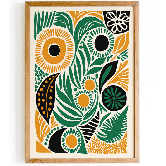 Abstract Nature in Green and Yellow Poster