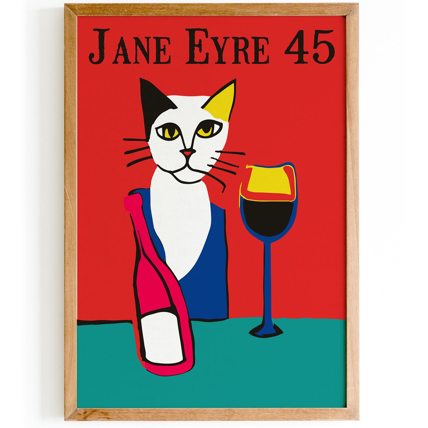 Jane Eyre 45 Vintage Wine Cat Poster