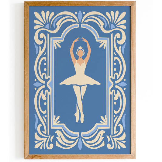 Swan Lake Ballet Poster – Blue Ballerina Art