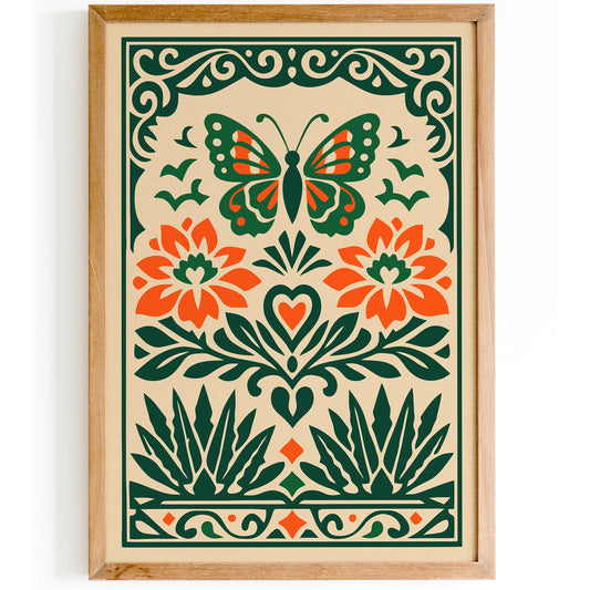 Mexican Boho Butterfly Art Poster