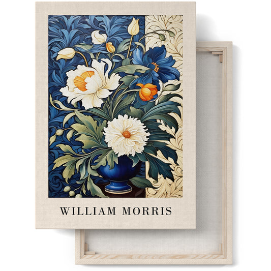 Blue & Beige W.M. Floral Canvas Print
