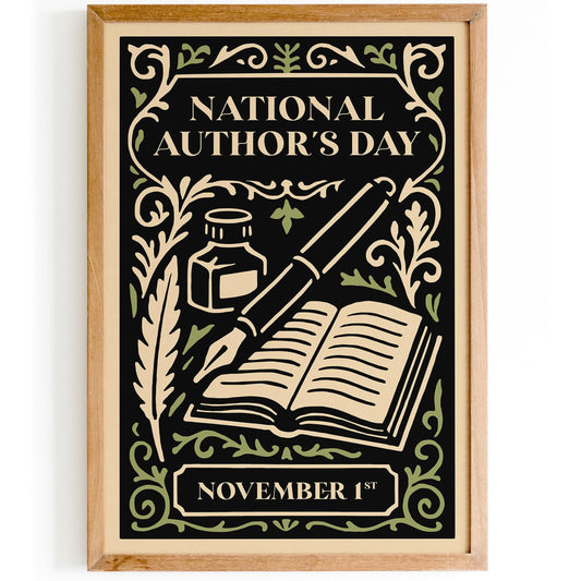 National Authors Day Nov 1 Poster - Rococo Literary Art Print