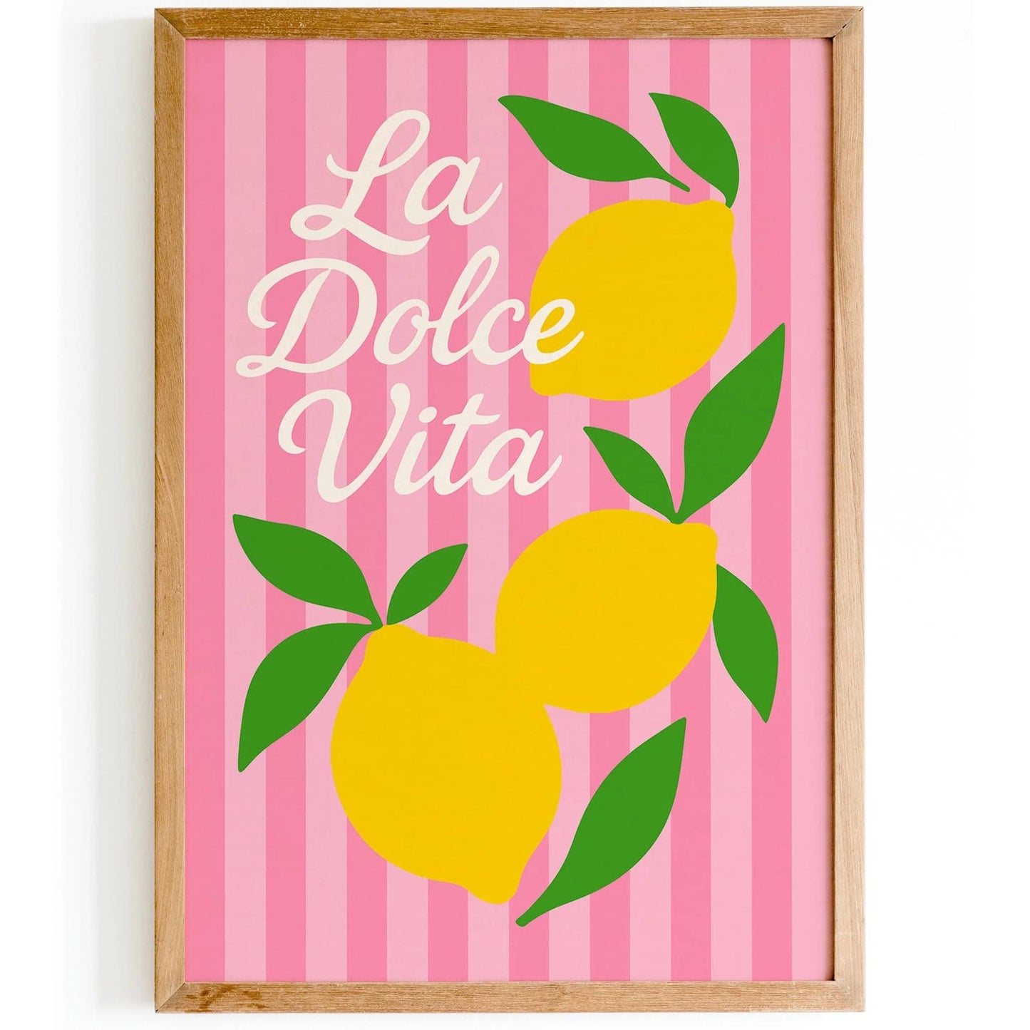 La Dolce Vita Poster - PInk Striped Pattern