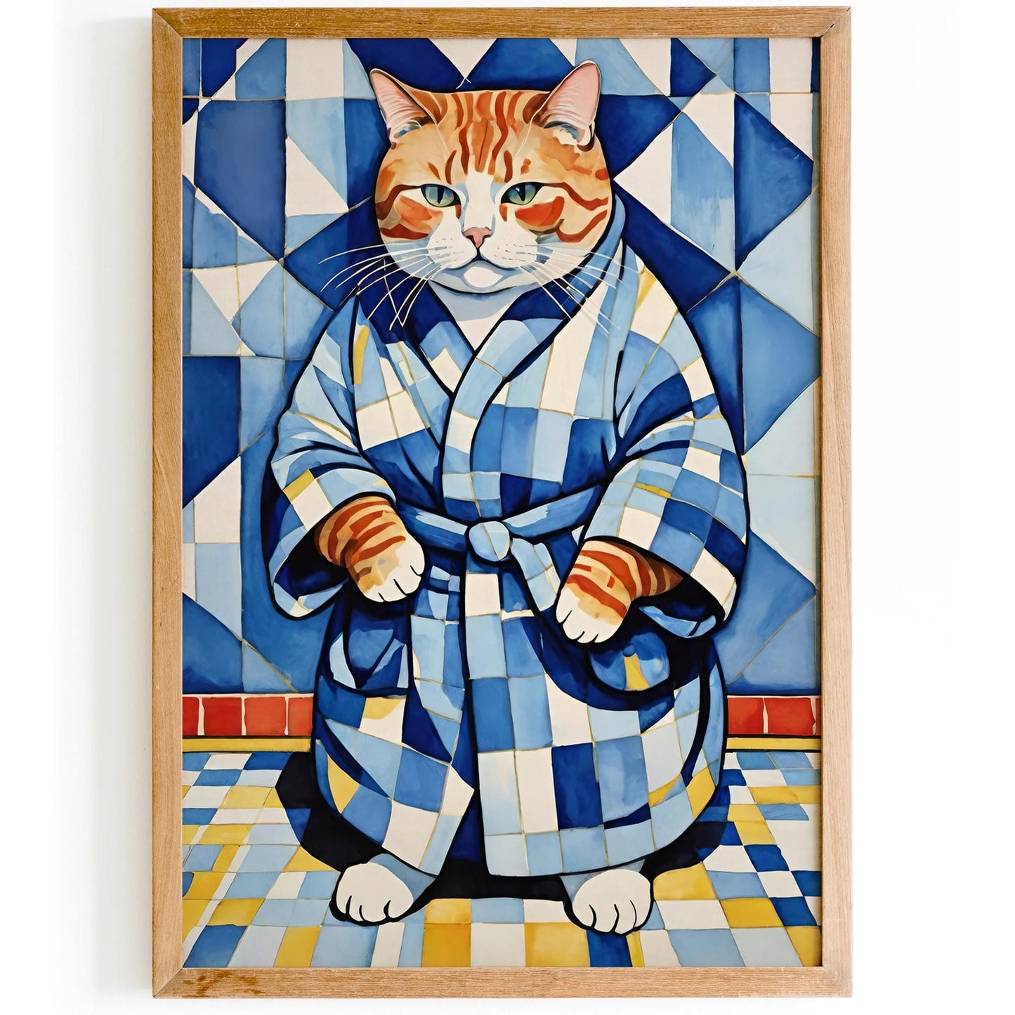 Cat in Bathrobe Art Print