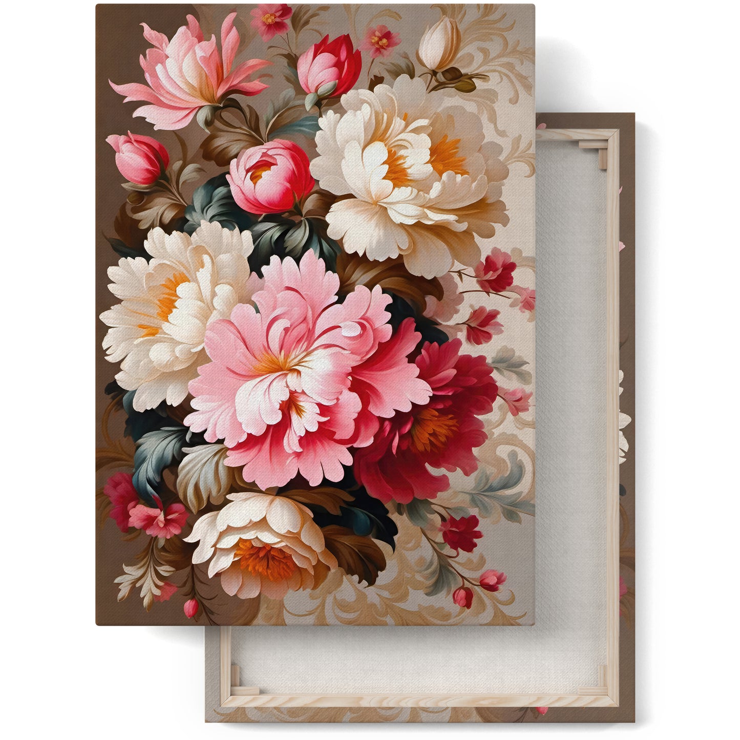 Opulent Flourish: Beige Nature Canvas Print