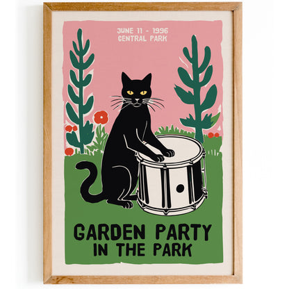 Garden Party Cat 1996 Floral Drum Print