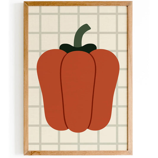 Red Bell Pepper Poster - Scandinavian Kitchen Art Print