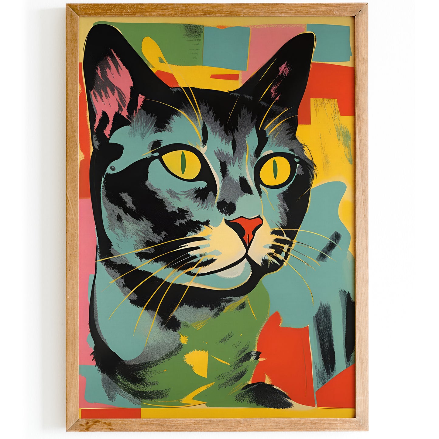 Colorful Retro Cat Reproduction Poster