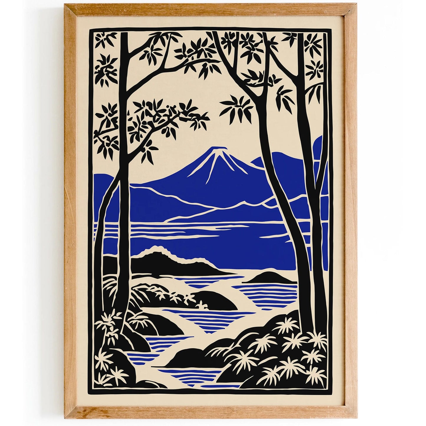 Mount Fuji Japan Travel Poster – Blue Landscape Wall Art