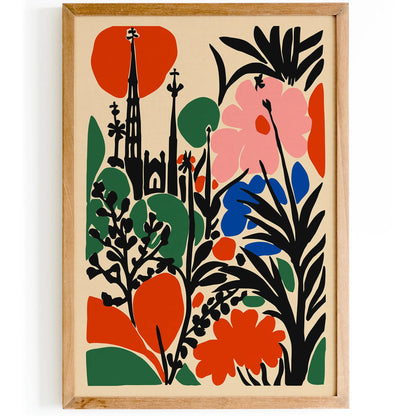 Barcelona Abstract Floral Art – Colorful Wall Print