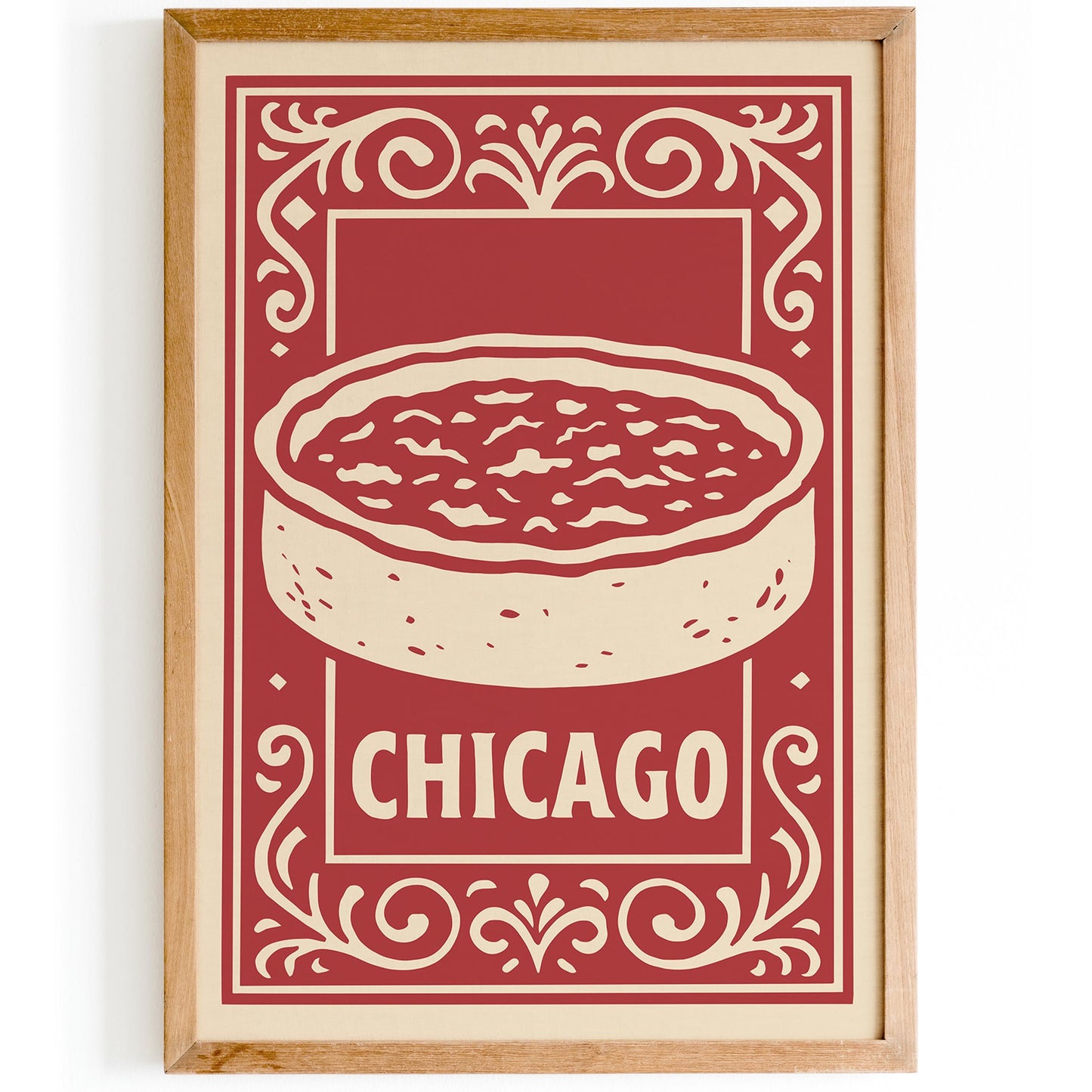 Chicago Deep Dish Pizza Poster - Kitchen Wall Art