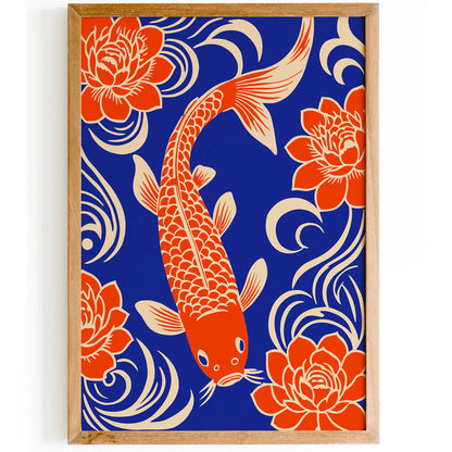 Blue Orange Fish Wall Art – Pond Nature Print