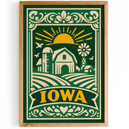Iowa Green Poster - Travel Wall Art Print