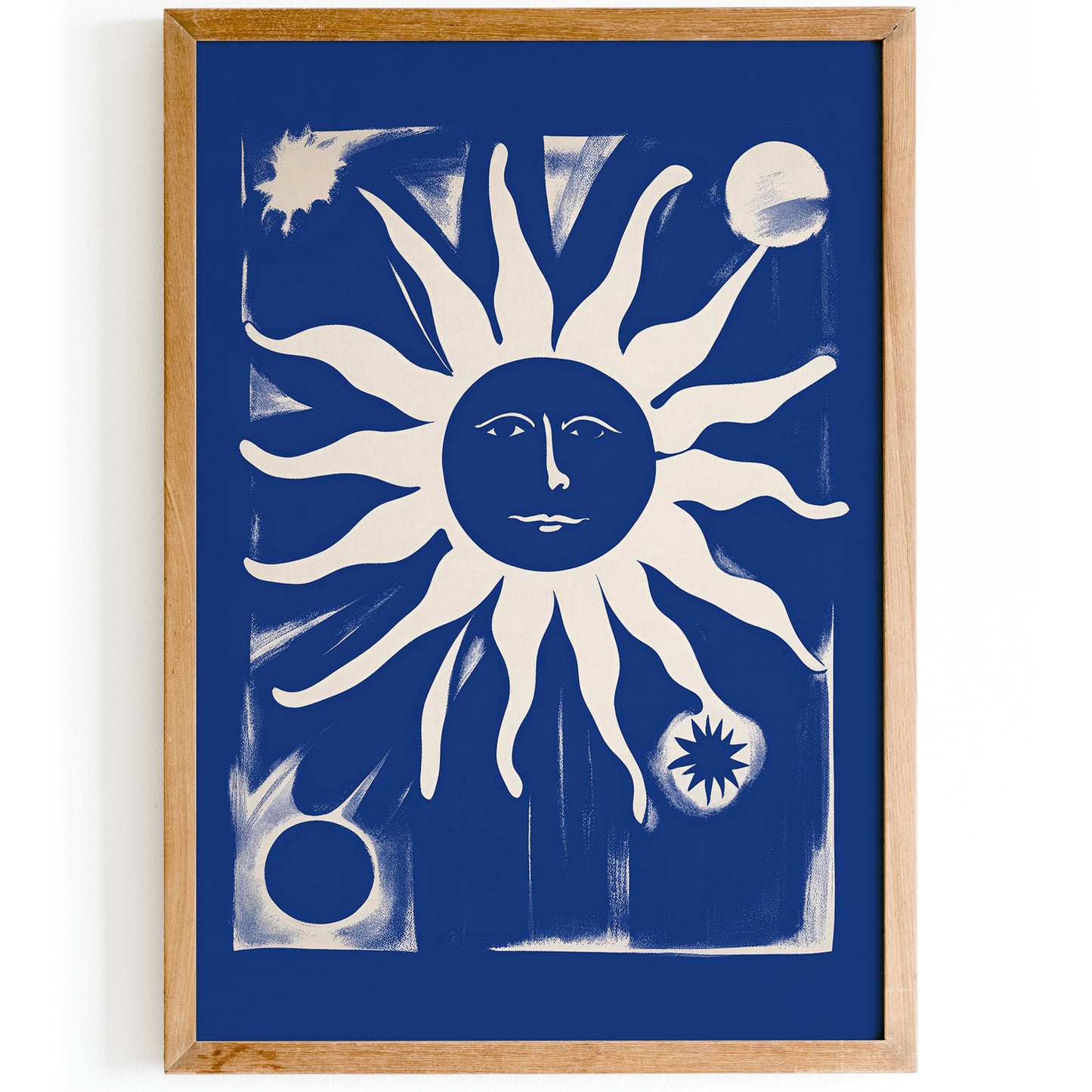 Indigo Blue Moody Sun Wall Art Print