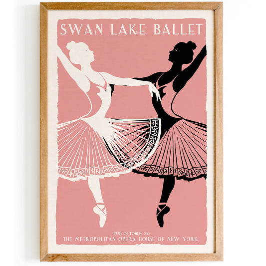 Swan Lake Ballet Retro Poster Print