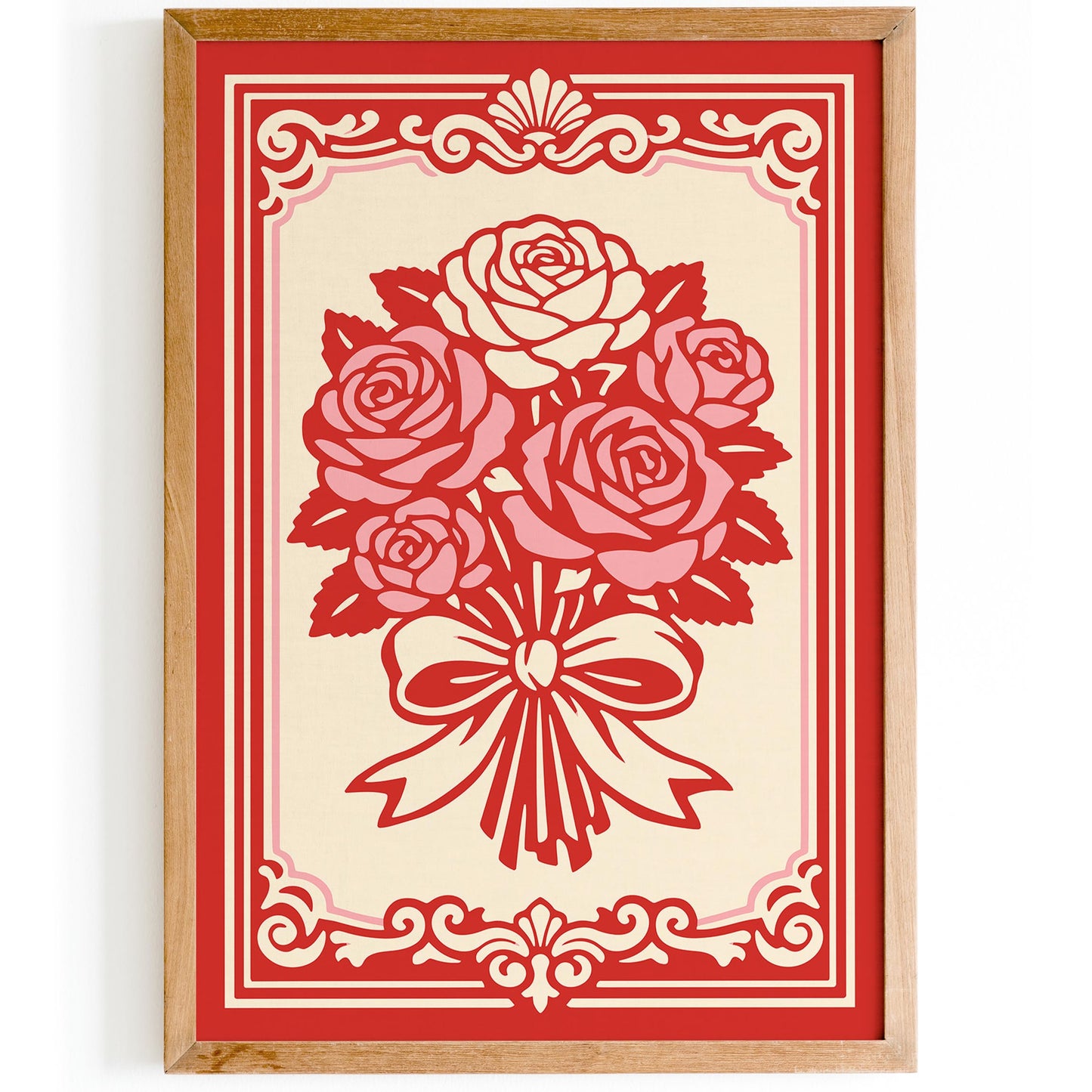 Pink Rococo Roses Poster – Romantic Floral Wall Art