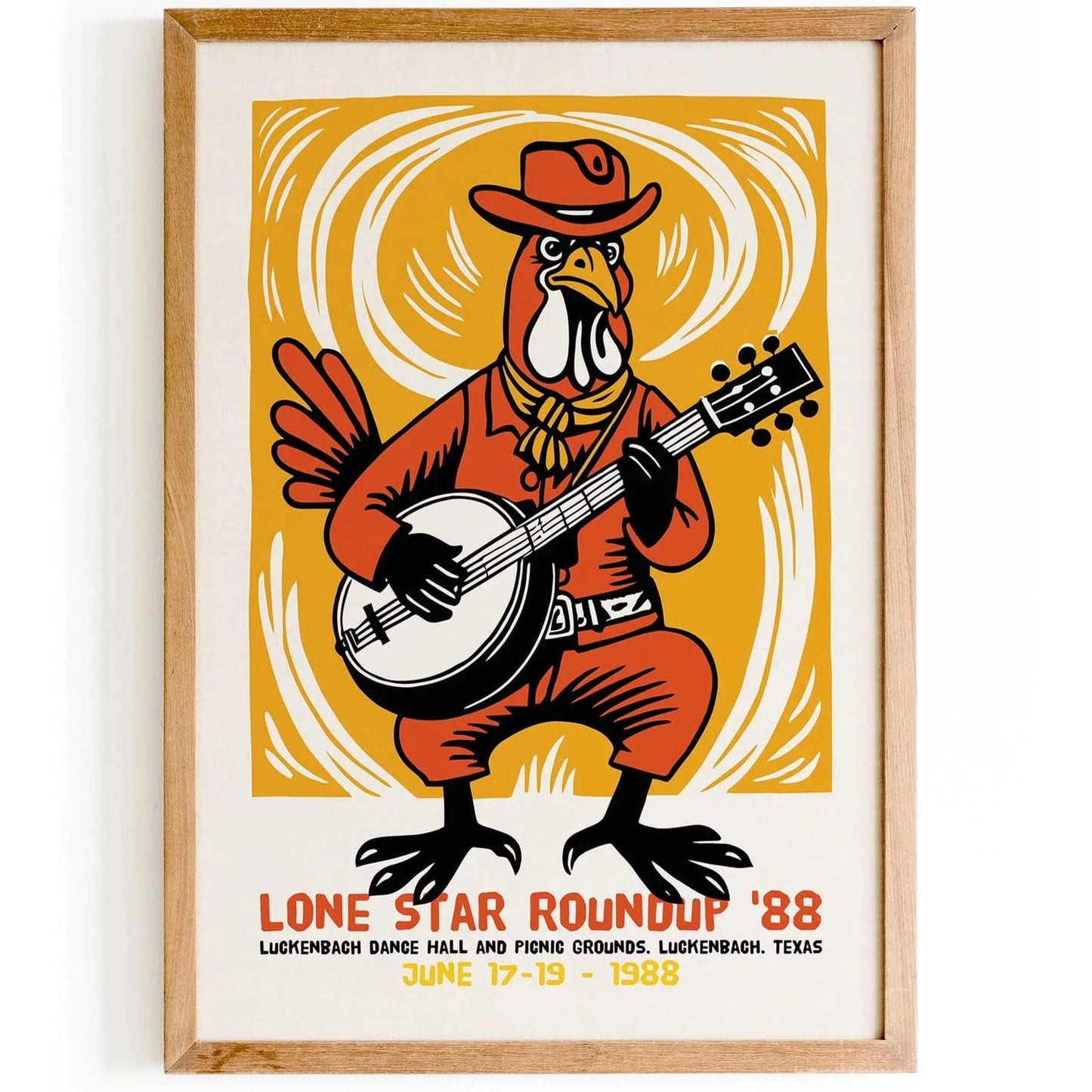 Lone Star Roundup Banjo Rooster Poster