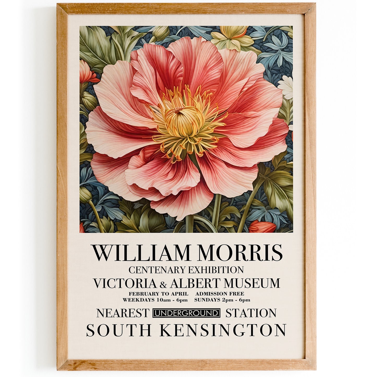 William Morris Pink Flower Poster