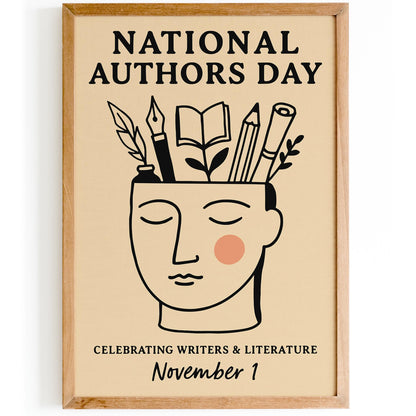 National Authors Day Poster, Literary Art Print