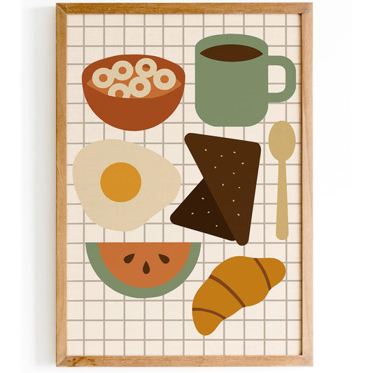Retro Scandinavian Breakfast Art Print for Kitchen Wall Decor