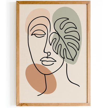 Minimalist Boho Poster – Face & Monstera