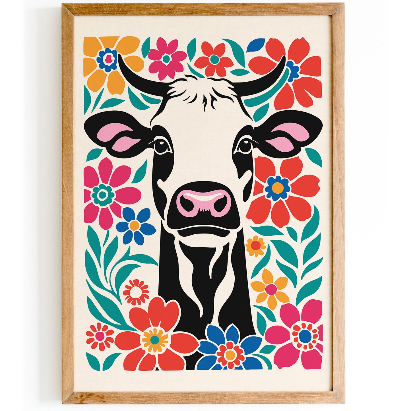 Cute Cow in Flowers Art Print