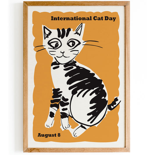 International Cat Day Retro Poster