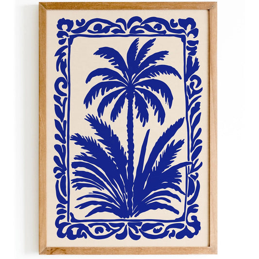 Blue Palm Tree Eclectic Wall Art